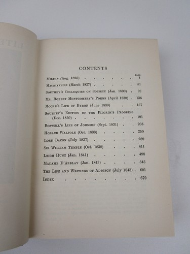 Literary Essays Edinburgh Review by Lord Macaulay, Hardcover Book, 1932 - Picture 7 of 9