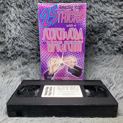 25 Amazing Magic Tricks Scotch/Soda Dime/Penny Slight of Hand VHS Tape 1995 Rare