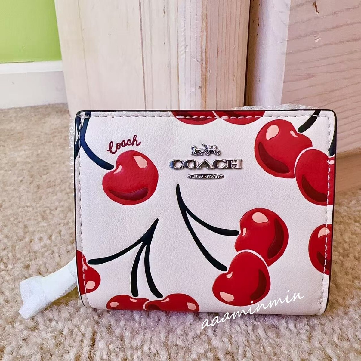 NWT Coach Snap Wallet With Cherry Print CZ618 🍒 (original Wrapped