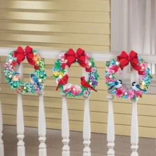 Solar Songbirds Metal Fence and Wall Wreaths - Set of 3