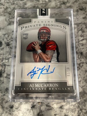 2015 Panini Private Signings AJ MCCARRON Autograph Alabama Auto Bengals 3/10 RC!