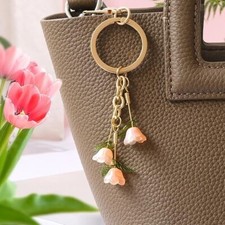 Trailing Tulip Flower Keychains for Women-Handmade Bag Charm Purse Charm Elegant