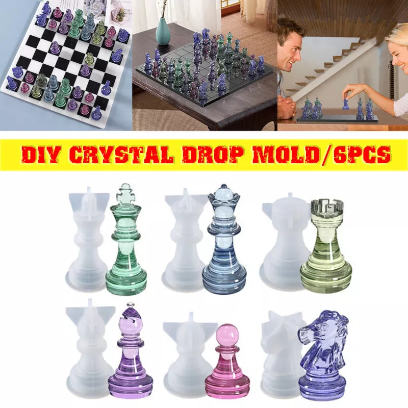 gotyou 6 Stück 3D Checkers Harzform, Schachspiel Epoxidharz Formen