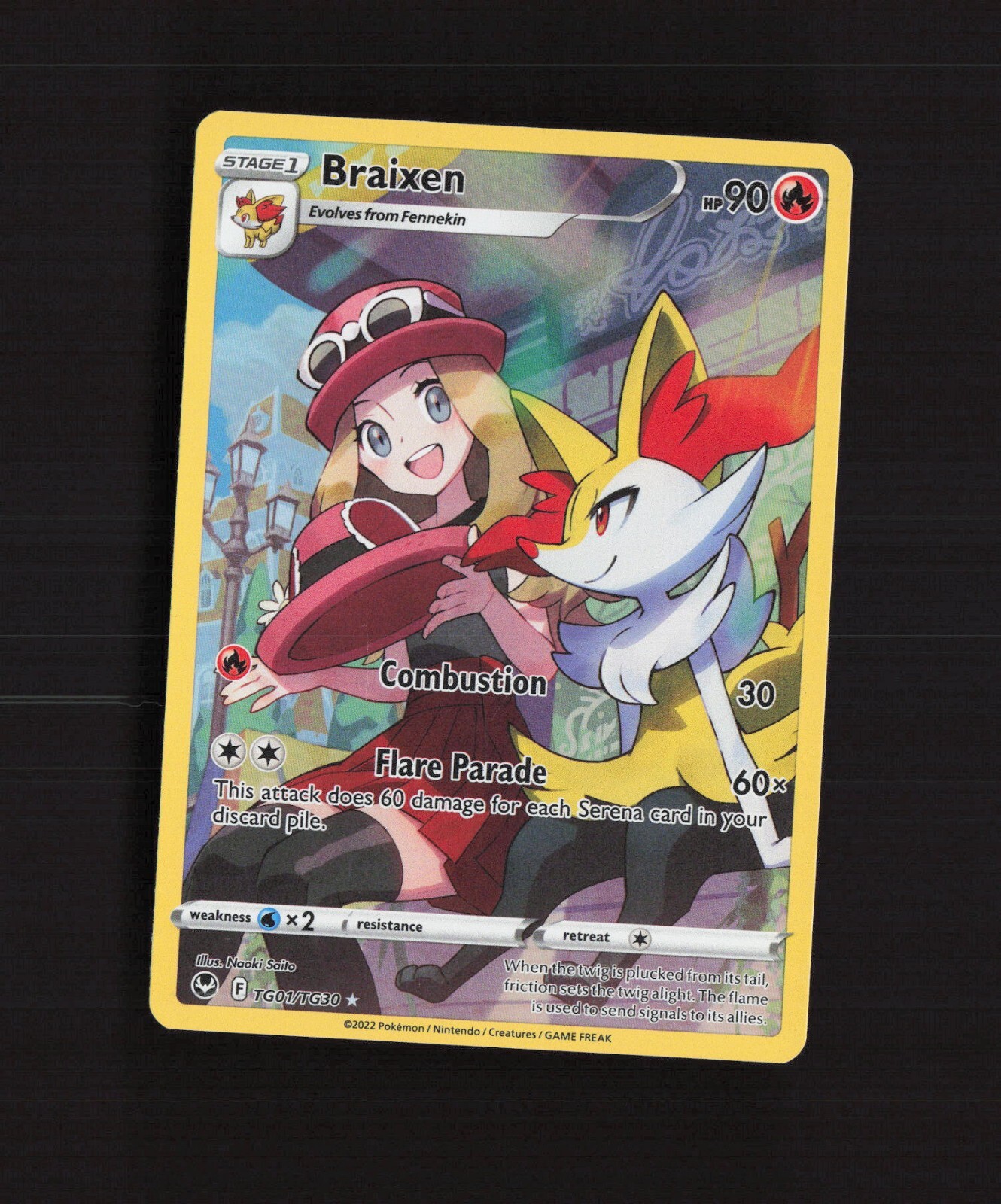 Braixen TG01/TG30 Silver Tempest Ultra Rare Full Art Holo Pokemon Card