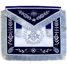 Master Mason Blue Lodge Apron - Navy Blue Chenille Lambskin