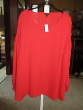 NWT TALBOTS 3X Orange / Red V-neck  Shirt