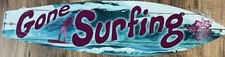 METAL SIGN surfboard GONE SURFING novelty fun beach sign nautical usa gift