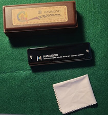 Suzuki Hammond HA-20 Diatonic Harmonica Key of F w/ Case Cloth Black High Polish