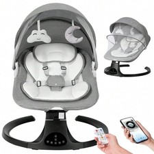 Electric Baby Swing Bouncer Bluetooth Music Speaker 5 Speeds Remote Control Grey