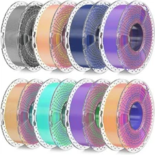 SUNLU 3D Printer Filament Bundle, Silk Filament Multicolor, Individually Vacuum 
