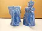 VTG SCHAFER VATER FLOW BLUE PORCELAIN WITCH & MILKMAID W/ JUG CREAMERS — photo 3