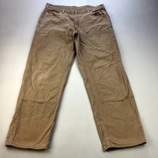 Carhartt Double Knee Pants Mens 40x32 Tan Canvas Loose Fit Carpenter Workwear