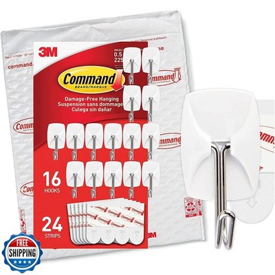 Command Small Wire Toggle Hooks, 16 Hooks and 24 Command Strips, Damage-Free 