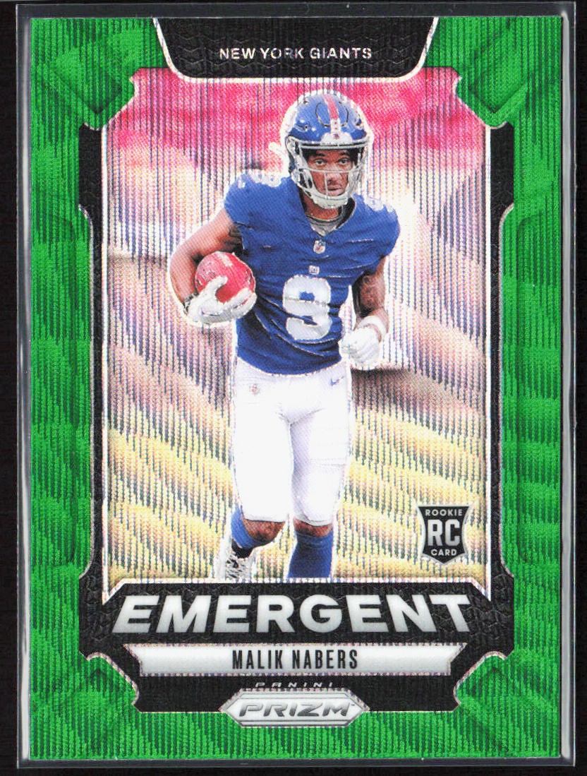 2024 Panini Prizm Malik Nabers Emergent Green Wave Rookie #6 Giants