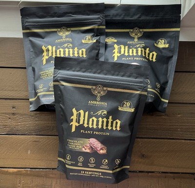 Ambrosia Planta Plant Protein Choc. Cara. CB 0.99 Lb 14 Servings x3!!!! 07/17/27