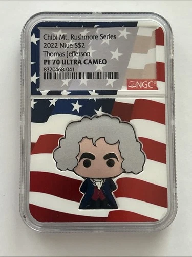 NGC 2022 PF70 $2 Niue Thomas Jefferson Chibi Proof 🇳🇺🇺🇸