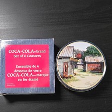 Coca-Cola 1999 Multicolor Original Coaster Set with Tin Soda Theme