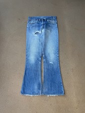 Vintage 70  s Levi  s 646 Orange Tab Bellbottom Flare Distressed Jeans Size 33x30