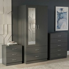 2 Door Modern Wardrobe with 2 Drawer Storage and Hanging Rail Bedroom Furniture