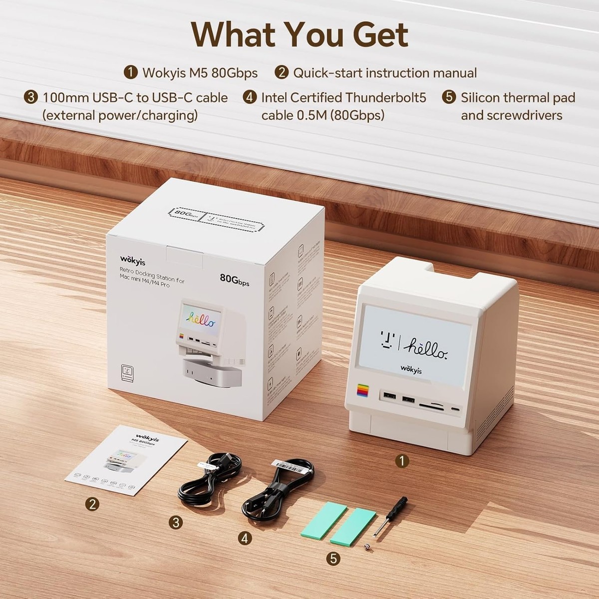 Wokyis Retro Docking Station Mac mini 用 Wokyis M5 Retro Docking Station Mac Mini M4 Pro 80Gbps M.2 NVMe