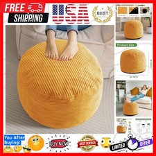 Round Stuffed Pouf Ottoman, Corduroy Poufs with Foam Chunk Filling, Furry and...