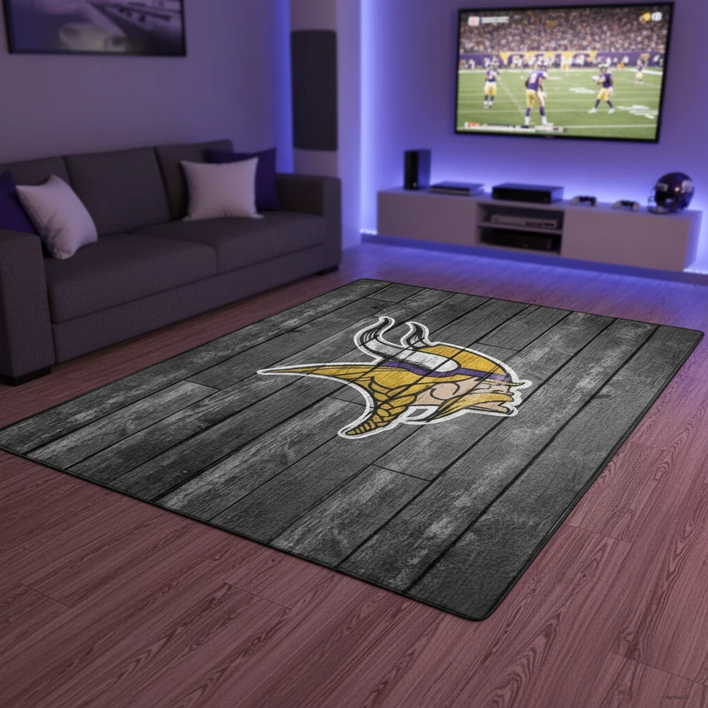 Minnesota Vikings Football Team Rug, Living Room Bed Decor