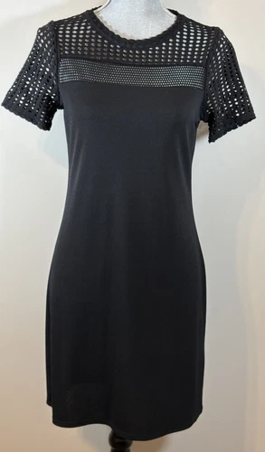 Michael Kors Little abito nero donna piccolo taglio giogo e maniche stravagante