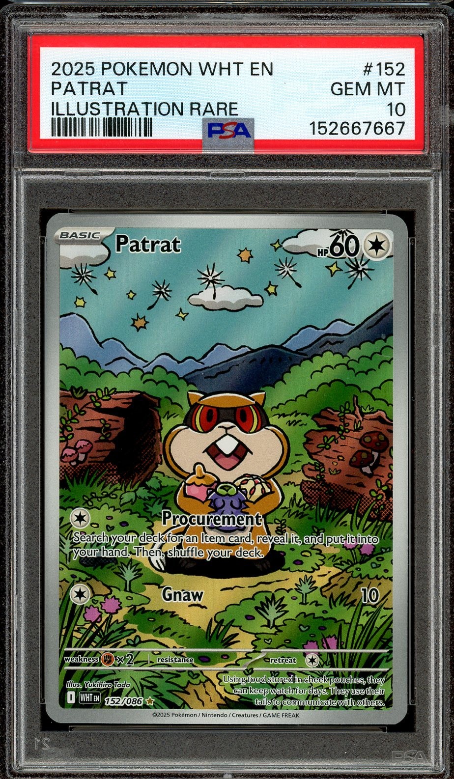 PSA 10 GEM MINT -  Patrat #152 Scarlet & Violet White Flare Illustration Rare