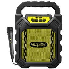 New CRAYOLA KARAOKE SPEAKER BLUETOOTH FM RADIO BATTERY MICROPHONE BLACK/YELLOW