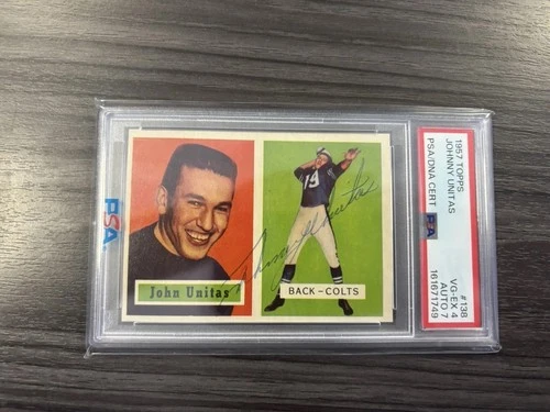 Topps 1957 Johnny Unitas RC #138 Baltimore Colts Autograph PSA Auth PSA 7