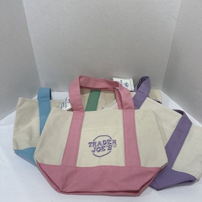 Trader Joe's Mini Pastel Canvas Tote Bags 2026 SET of 4 - Brand New with Tags