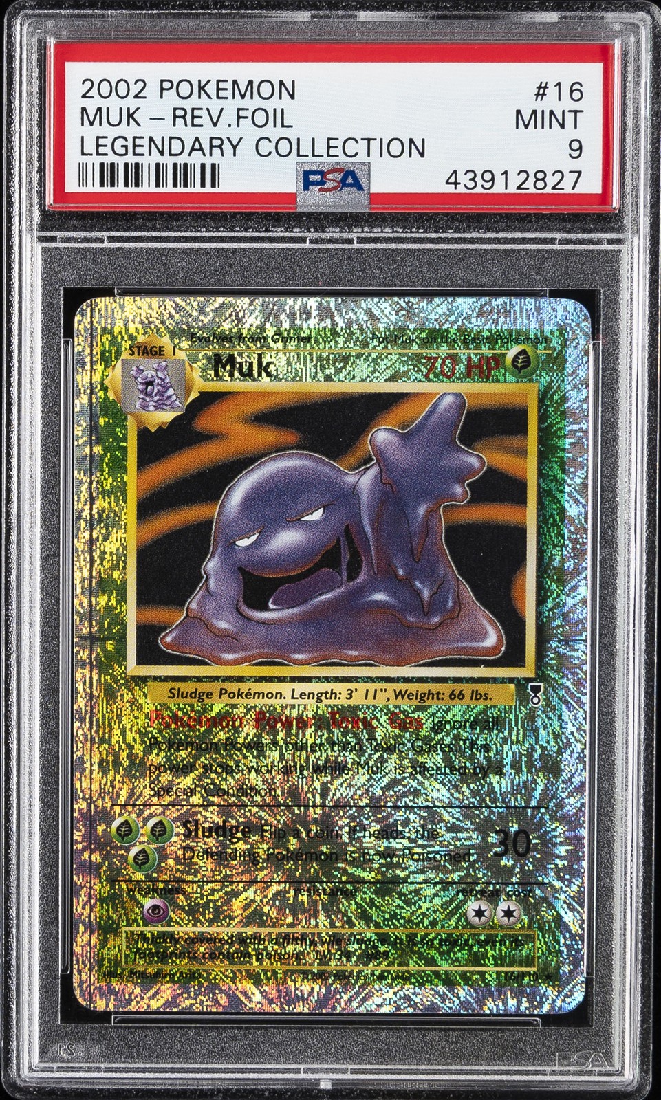 2002 POKEMON LEGENDARY COLLECTION #16 MUK-REVERSE FOIL PSA 9
