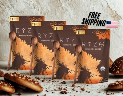 (PACK OF 4) Organic Ryse Mushroom Coffee*30 Servings Per Pack - Free Shipping.!