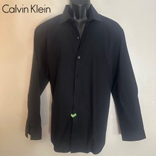 Calvin Klein Textured Long Sleeve Shirt 17-17.5/32-33 XL extra slim fit