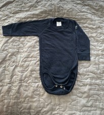 Polarn O. Pyret 2-6 months Navy 100% Merino Wool Baby Bodysuit Base Layer EUC