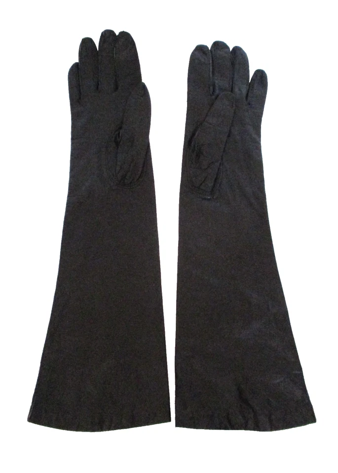 Guantes de longitud media vintage Frost Bros de cuero negro para niños 6 1/2/S Foto 2 de 4