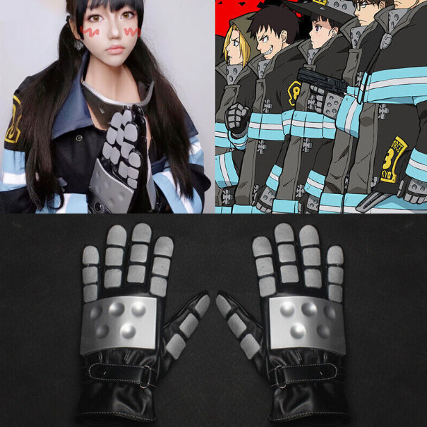 Fire Force Anime Shinra Kusakabe Arthur Boyle Guantes Dedo Completo Máscara Accesorios COS