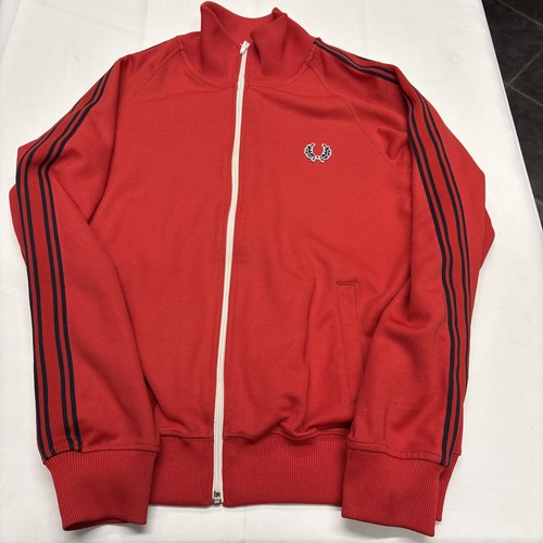 Fred Perry, Fred Perry Sportswear Mens Track Jacket Red/Black Striped 90s Casuals Vintage S
