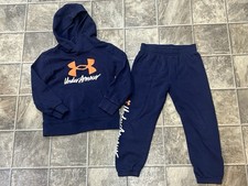 Under Armour Navy Blue Soft Hoodie Pants Kids Set Size 4T Excellent Condition