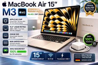   Apple MacBook Air 15'' M3 | 256GB/8GB | 100% | Mac Laptop Notebook | w. Neu 