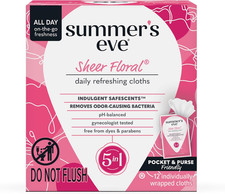 New Sheer Floral Feminine Wipes, pH-Balanced  Individually Wrapped, Fast Ship