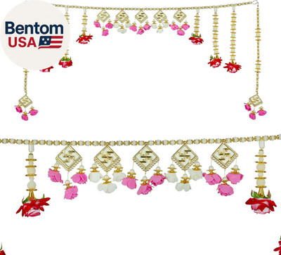Artificial Toran Door Hanging Rose Flower Swastik Bead Bandanwar Wall with Side