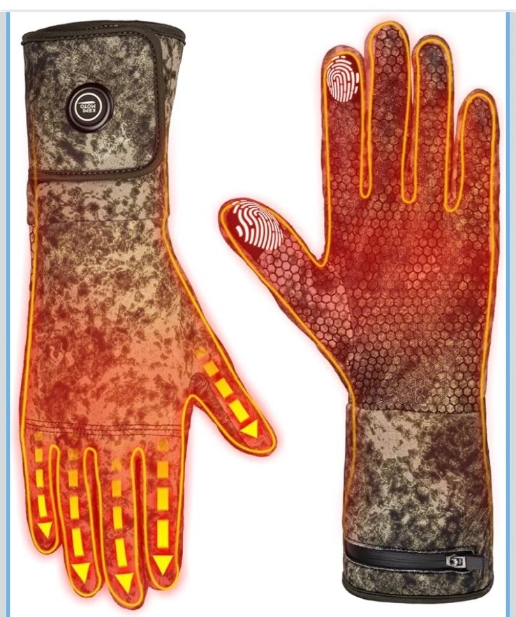 KEMIMOTO 140 Degrees Phone Touch Heated Gloves Lightweight Camo XL Size Rated #1