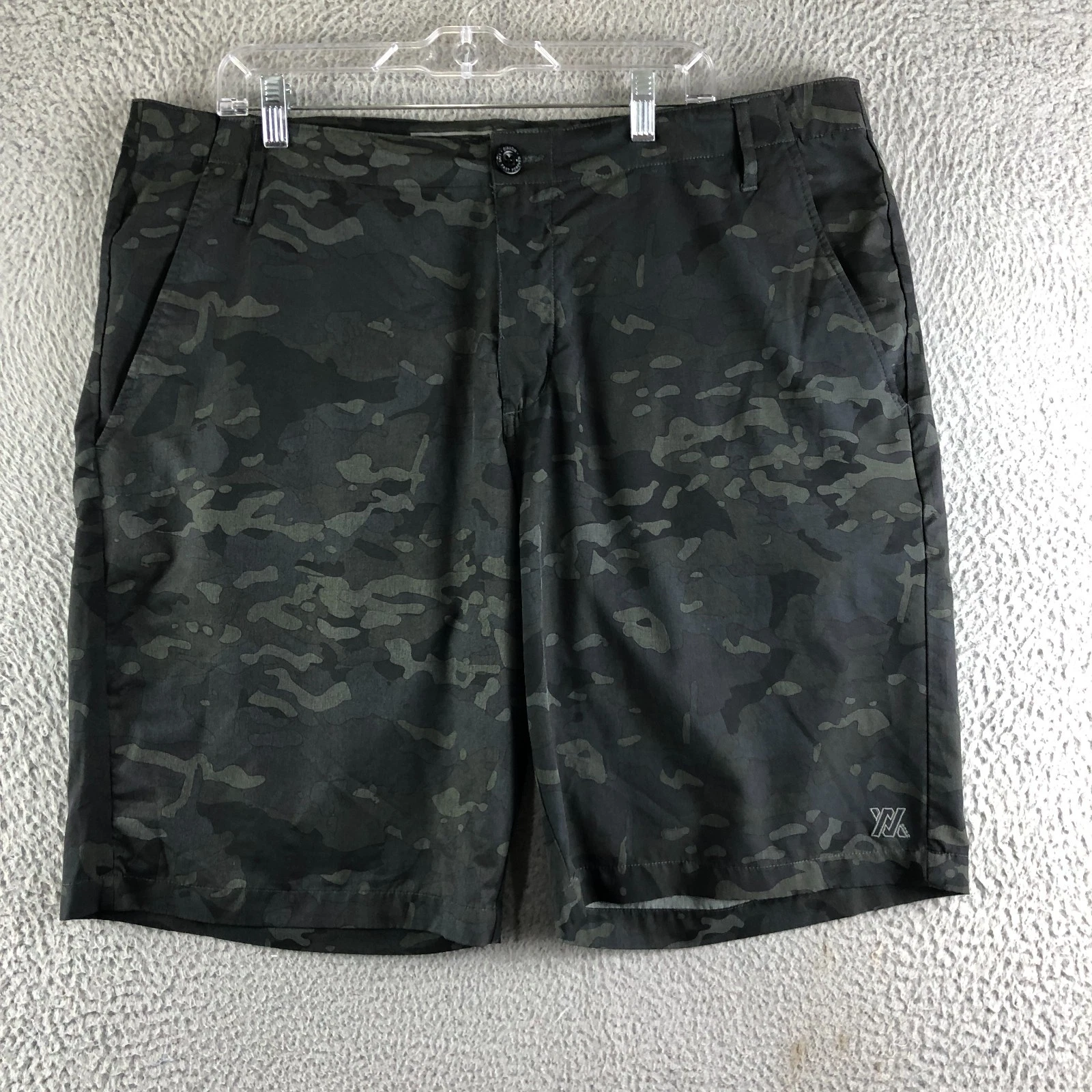 Dixxon Hybrid Board Shorts Men 40 Green Camo Live Fast Forever Stretch Read*