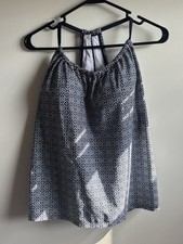 NWT Kona Sol Tankini Top Women's Size XL Navy White Geometric Swimwear