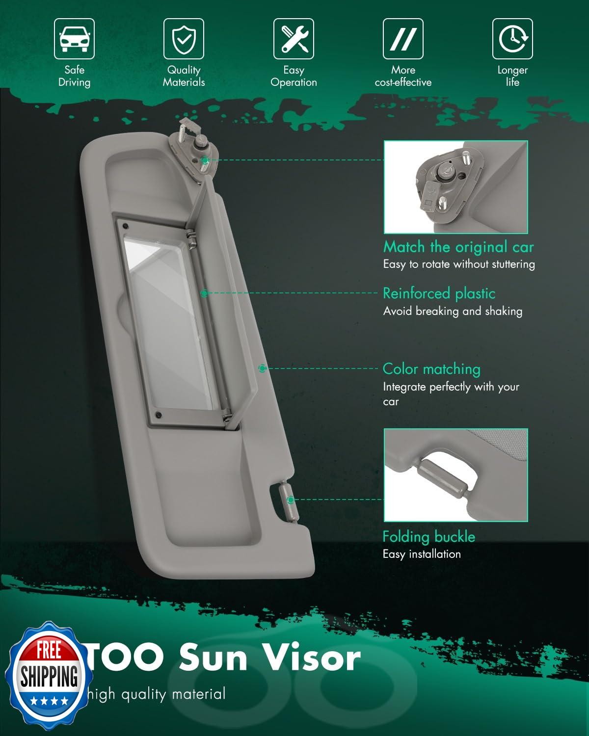 SCITOO Car Sun Visor Assbembly with Mirror Fit for 2006-2011 for Honda for Ci