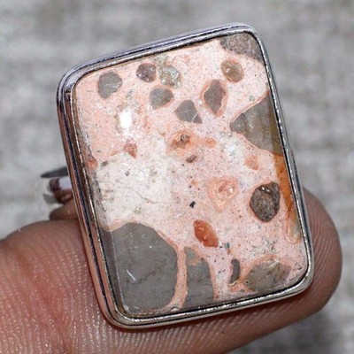 Asteroid Jasper 925 Silver Plated Handmade Ring US 10.5 Gift Jewelry GW
