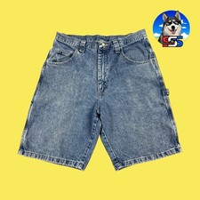 Y2K Wrangler Blue Jean Shorts Jorts Carpenter Utility Men's 32 x 10 Med Wash