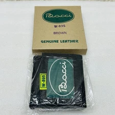NEW‼ BACCI Genuine Brown Leather Wallet Trifold Zipper Pocket Photos • w/ Box‼