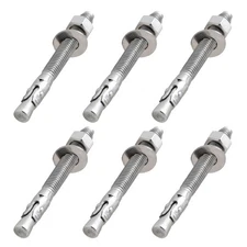 Stainless Steel Concrete Anchor Bolts 3/8" x 3-3/4 Inch 6-Pack Wedge Anchors